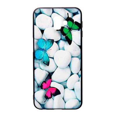 Чехол Samsung Galaxy J6 Plus бампер силикон - бабчки на камнях