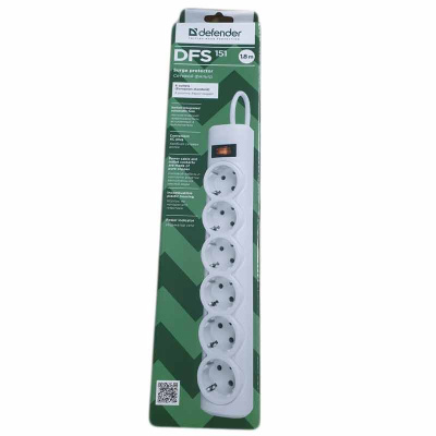 Удлинитель сетевой 202863 DFS151, ПВС 3 1,0 мм2 (white) Defender