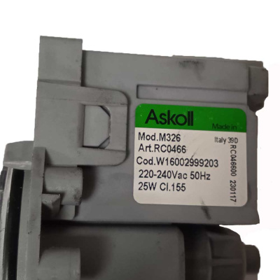 Насос сливной (помпа) M326 RC046600 W16002999203 Askoll 25W, крепл. — 3 винта, выводы — сзади вместе Фото 4