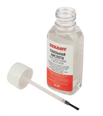 Флюс для пайки ПАЯЛЬНАЯ КИСЛОТА 25 мл (с кисточкой) REXANT